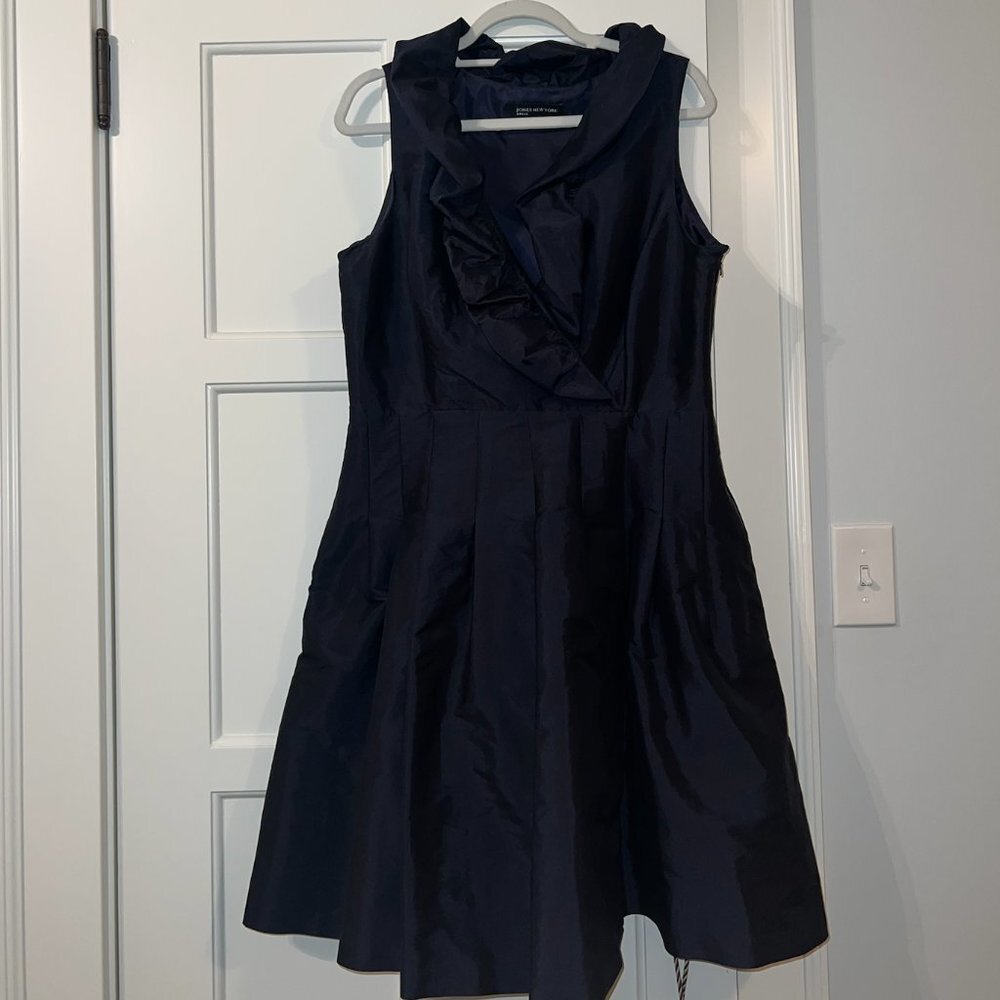Jones New York Navy Ruffle Dress Size 14